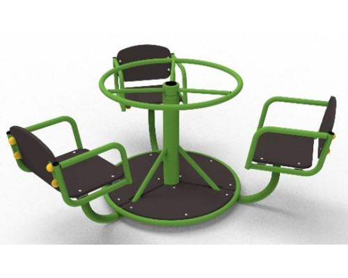 Carousel with a steering wheel and a bottom